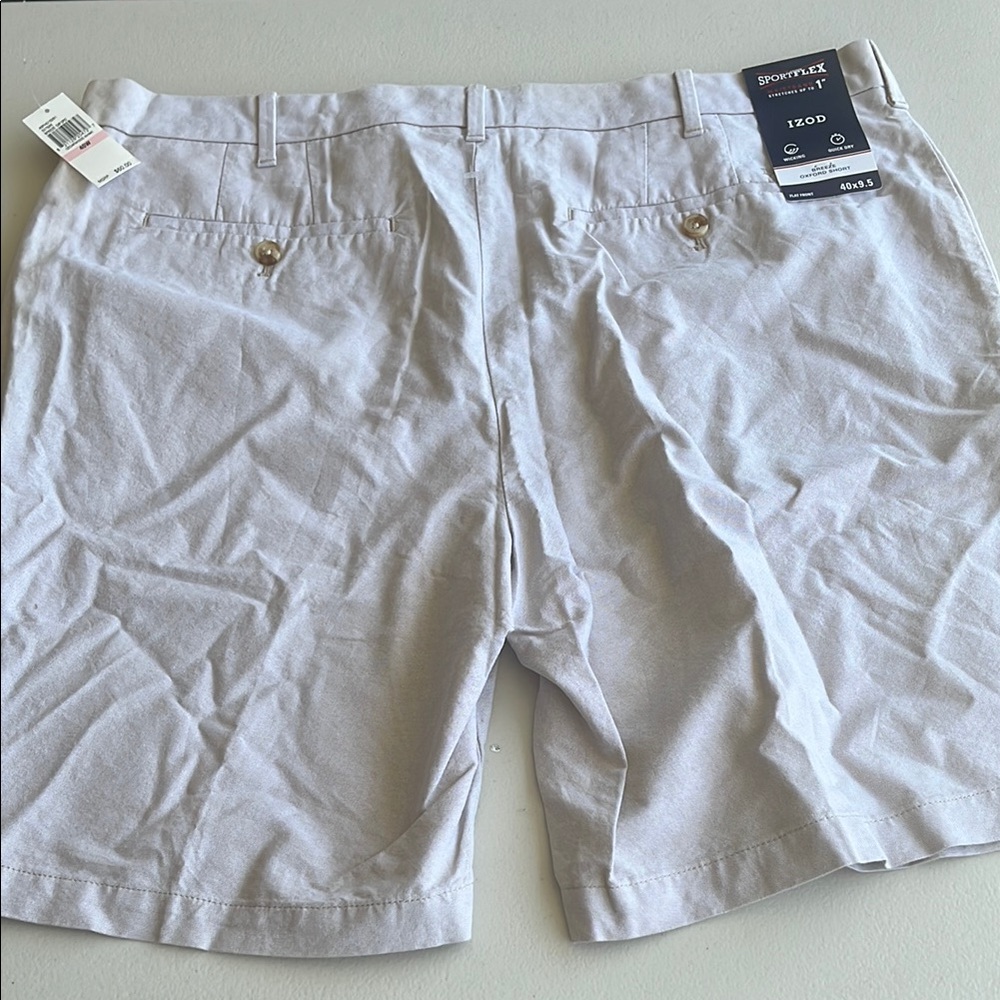 Izod Gray Flat Front Shorts Classic Style - Picture 5 of 7